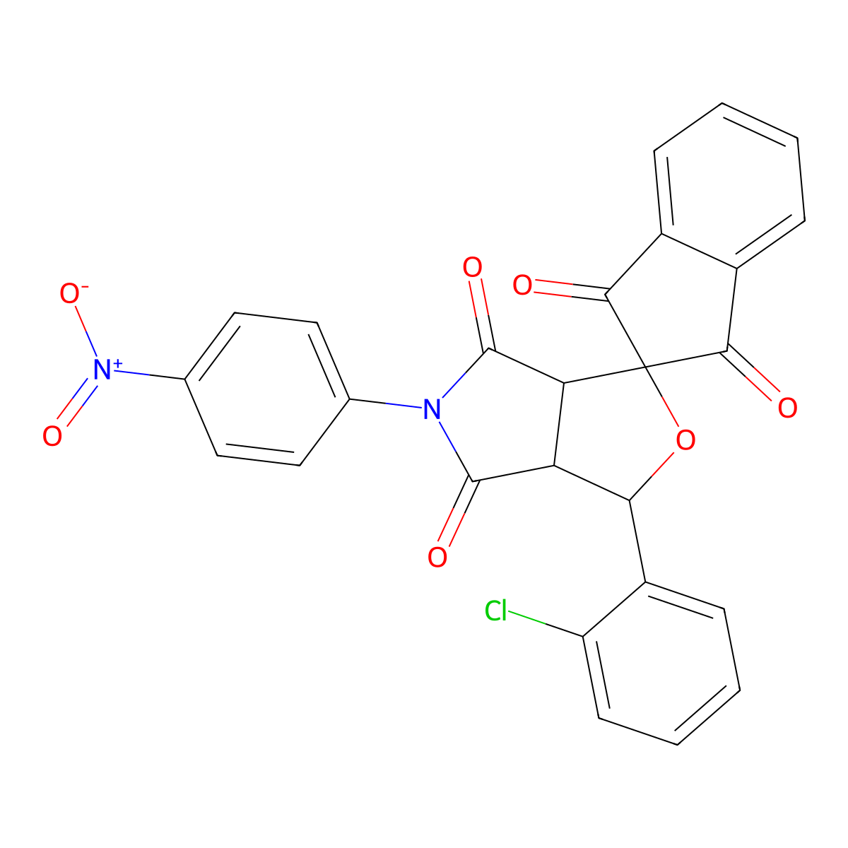 1-(2-chlorophenyl)-5-(4-nitrophenyl)spiro[3a,6a-dihydro-1H-furo[3,4-c]pyrrole-3,2'-indene]-1',3',4,6-tetrone molecular structure, CAS 313062-78-1