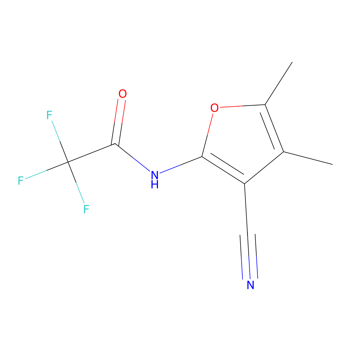 N-(3-cyano-4,5-dimethylfuran-2-yl)-2,2,2-trifluoroacetamide molecular structure, CAS 313067-03-7