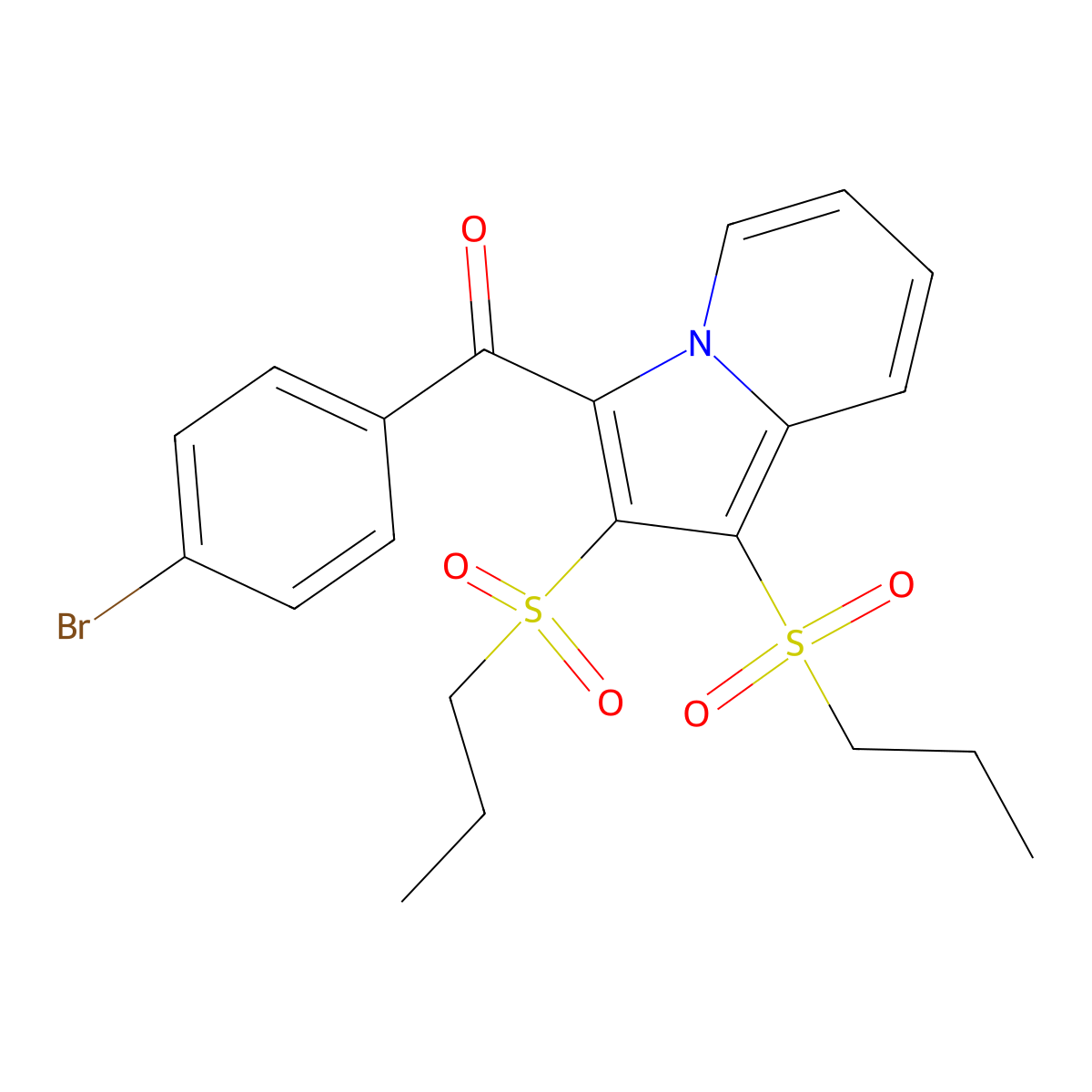 [1,2-Bis(propylsulfonyl)indolizin-3-yl]-(4-bromophenyl)methanone molecular structure, CAS 313067-10-6