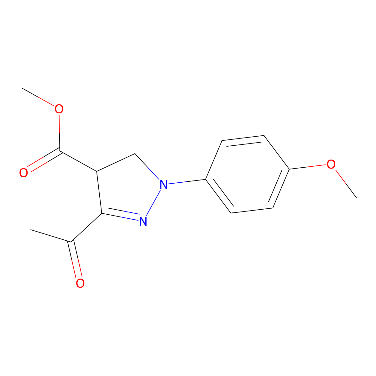 Methyl 3-acetyl-4,5-dihydro-1-(4-methoxyphenyl)-1H-pyrazole-4-carboxylate molecular structure, CAS 313067-49-1