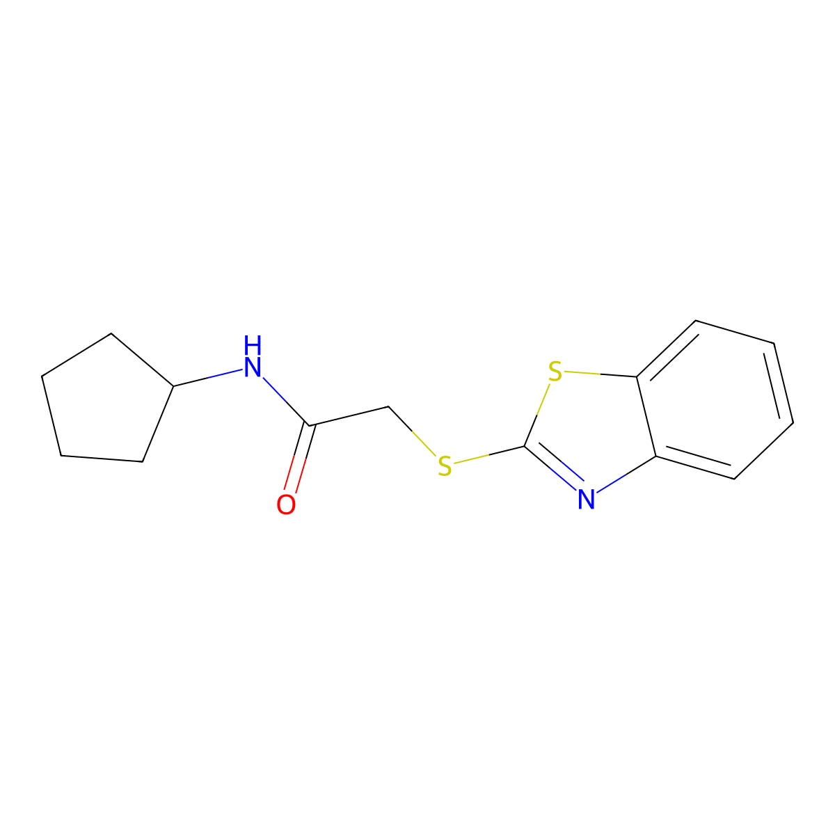 2-(1,3-benzothiazol-2-ylsulfanyl)-N-cyclopentylacetamide molecular structure, CAS 313067-68-4