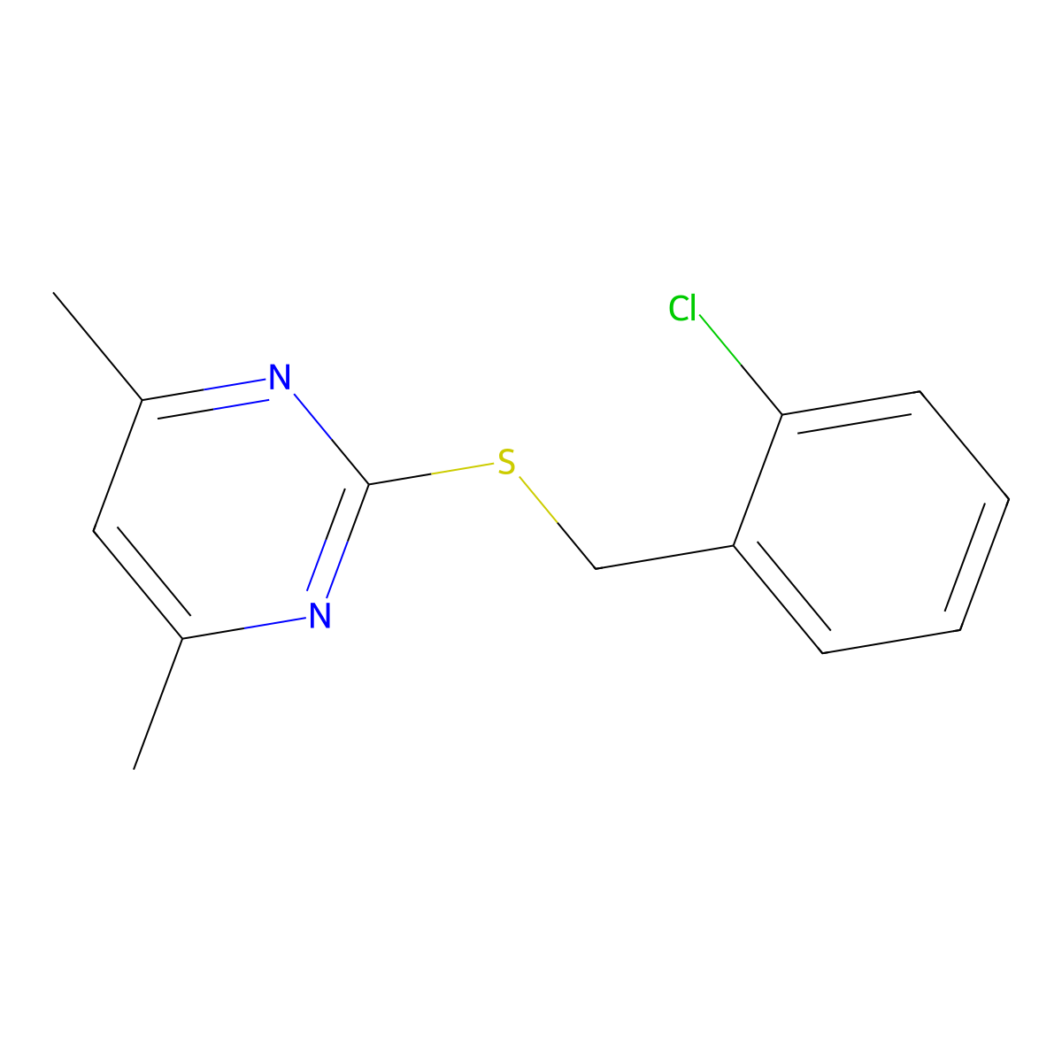 2-[(2-Chlorophenyl)methylsulfanyl]-4,6-dimethylpyrimidine molecular structure, CAS 313069-01-1