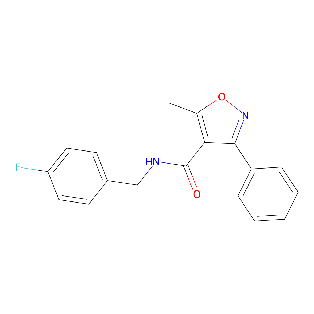 N-(4-fluorobenzyl)-5-methyl-3-phenyl-4-isoxazolecarboxamide molecular structure, CAS 313069-09-9