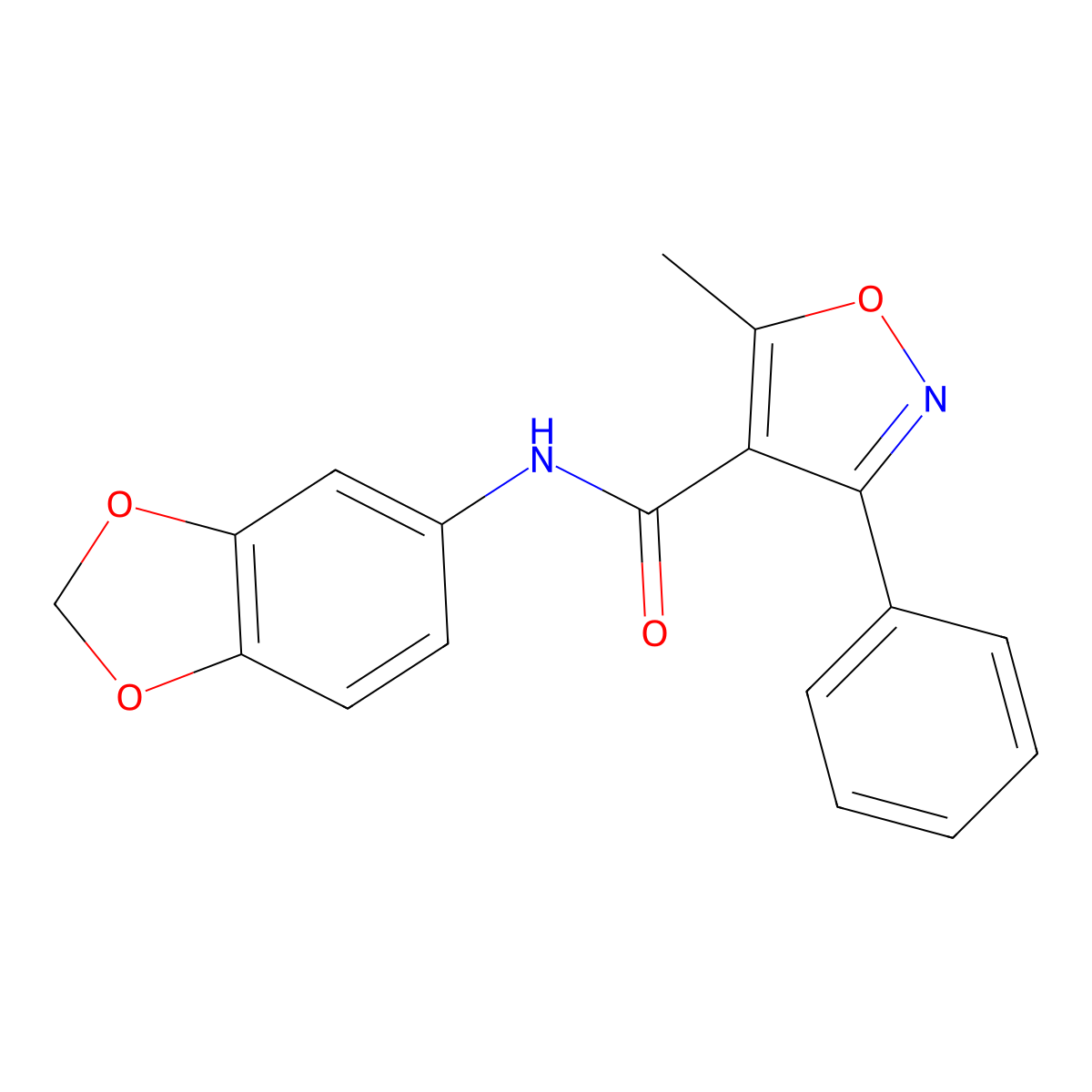 N-(1,3-benzodioxol-5-yl)-5-methyl-3-phenyl-1,2-oxazole-4-carboxamide molecular structure, CAS 313069-15-7