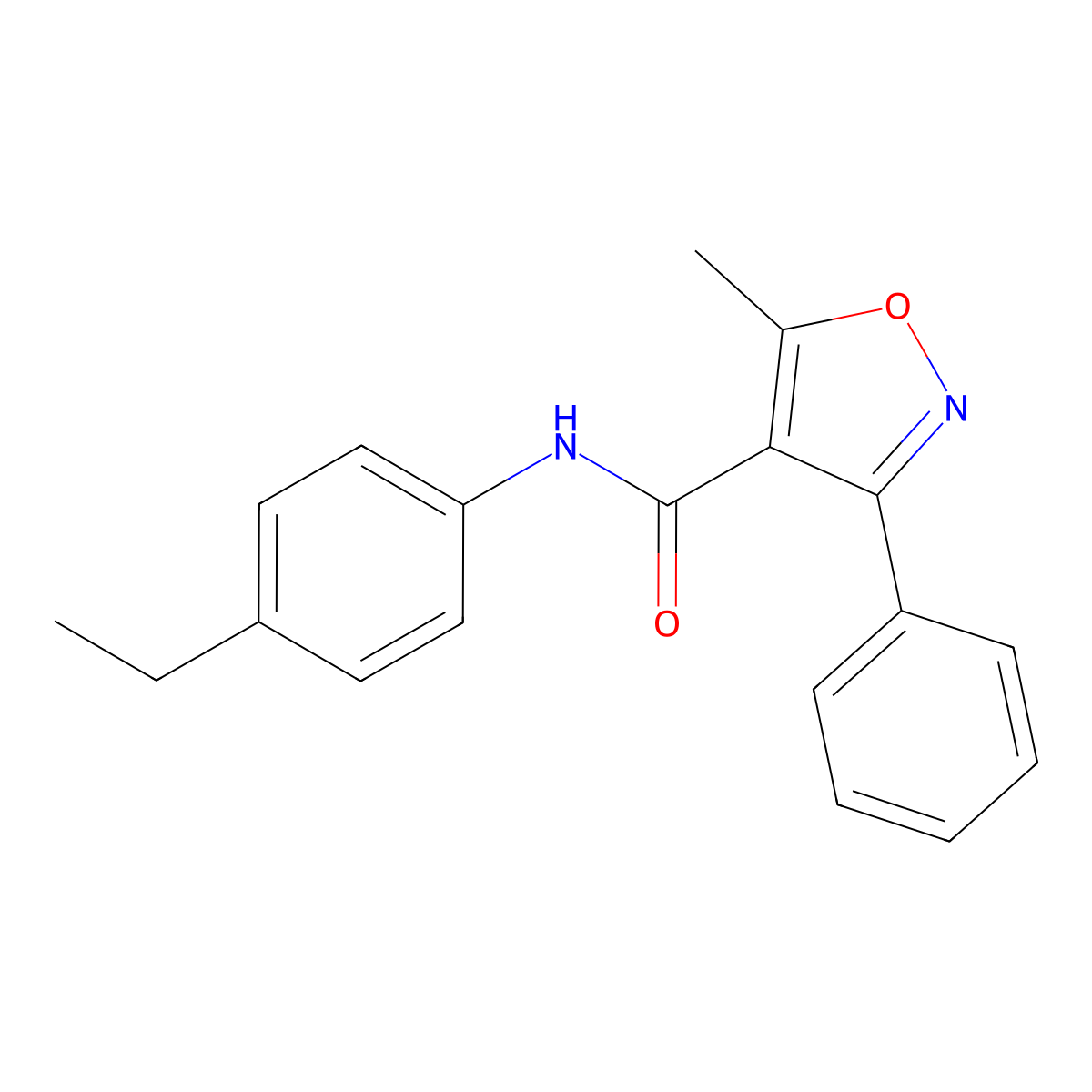 N-(4-ethylphenyl)-5-methyl-3-phenyl-1,2-oxazole-4-carboxamide molecular structure, CAS 313069-17-9