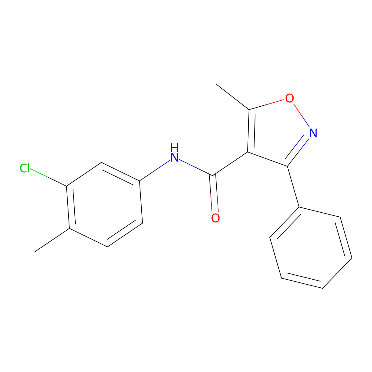 N-(3-chloro-4-methylphenyl)-5-methyl-3-phenyl-4-isoxazolecarboxamide molecular structure, CAS 313069-19-1