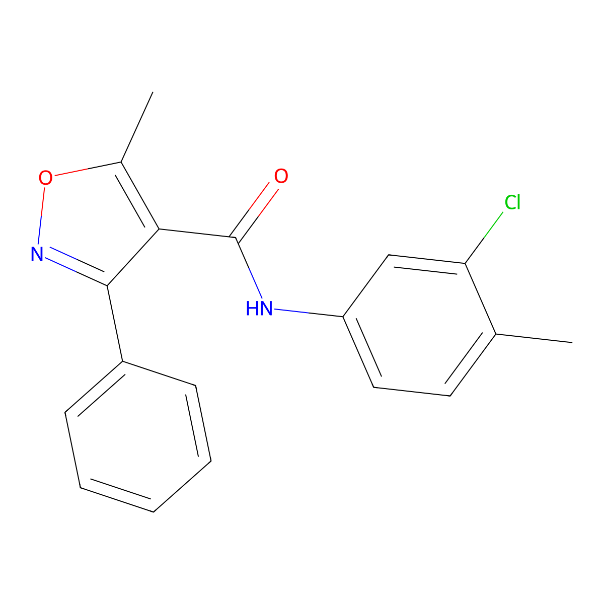 N-(3-chloro-4-methylphenyl)-5-methyl-3-phenyl-4-isoxazolecarboxamide molecular structure, CAS 313069-19-1