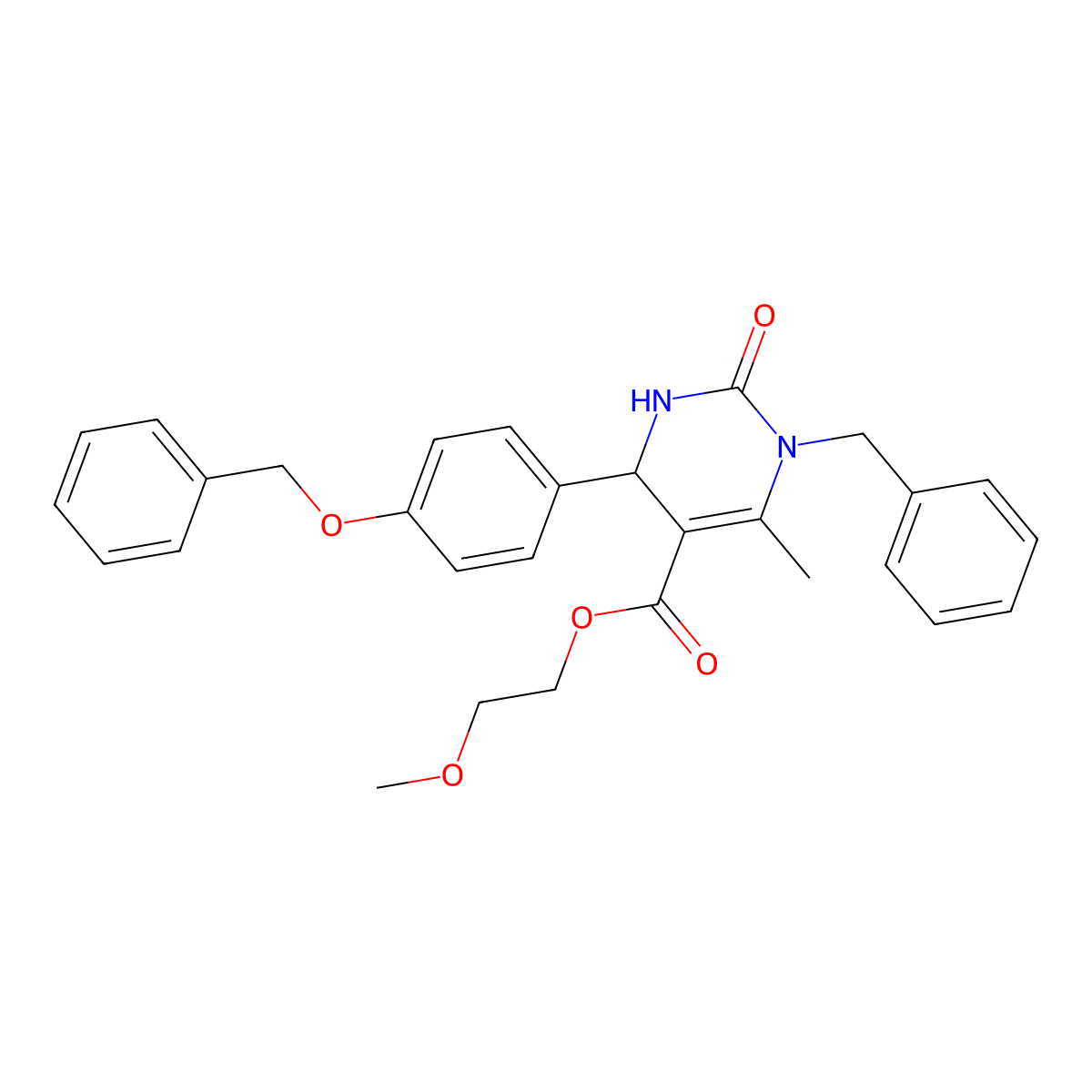 2-Methoxyethyl 1-benzyl-4-[4-(benzyloxy)phenyl]-6-methyl-2-oxo-1,2,3,4-tetrahydropyrimidine-5-carboxylate molecular structure, CAS 313069-30-6