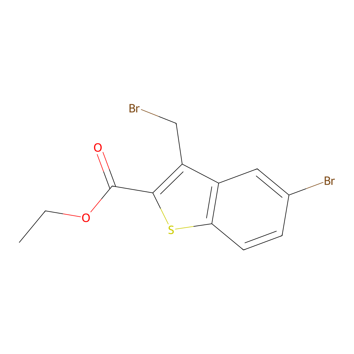 Ethyl 5-bromo-3-(bromomethyl)-1-benzothiophene-2-carboxylate molecular structure, CAS 31310-31-3