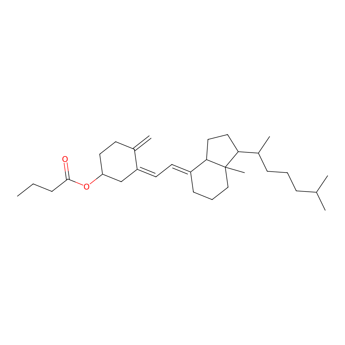 9,10-Secocholesta-5,7,10(19)-trien-3-ol, butanoate, (3beta,5Z,7E)- molecular structure, CAS 31316-20-8