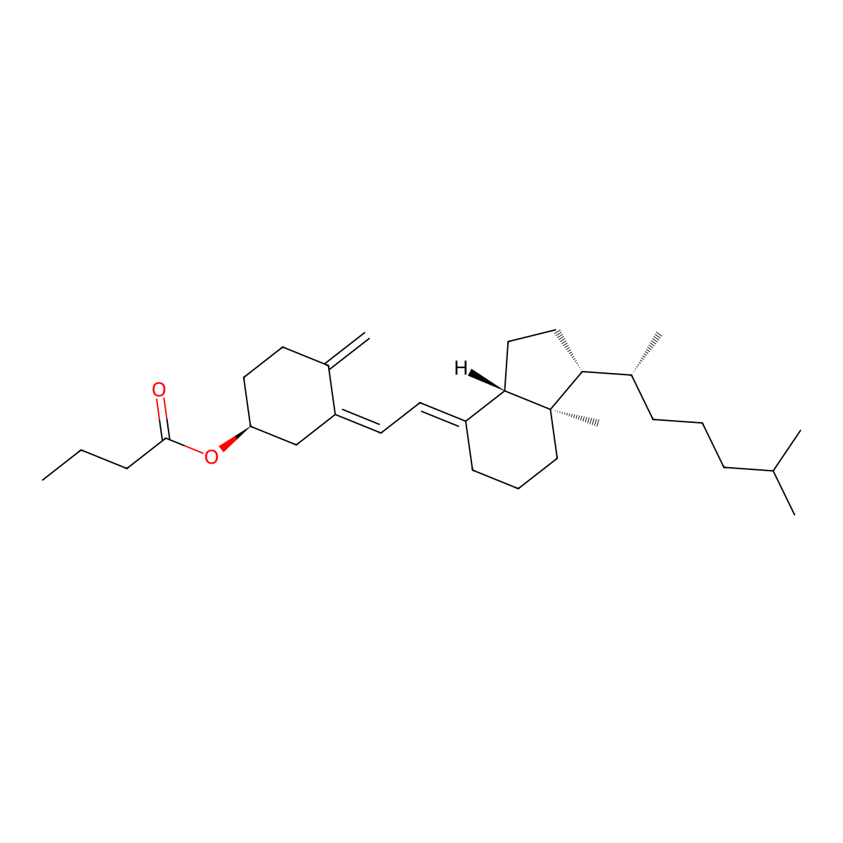 9,10-Secocholesta-5,7,10(19)-trien-3-ol, butanoate, (3beta,5Z,7E)- molecular structure, CAS 31316-20-8