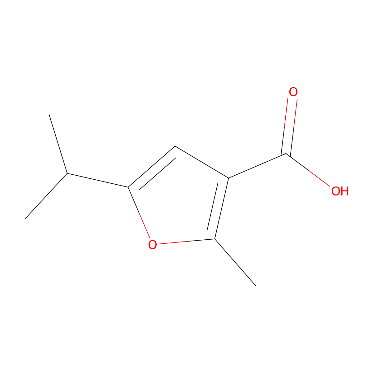 2-Methyl-5-(propan-2-yl)furan-3-carboxylic acid molecular structure, CAS 3132-67-0