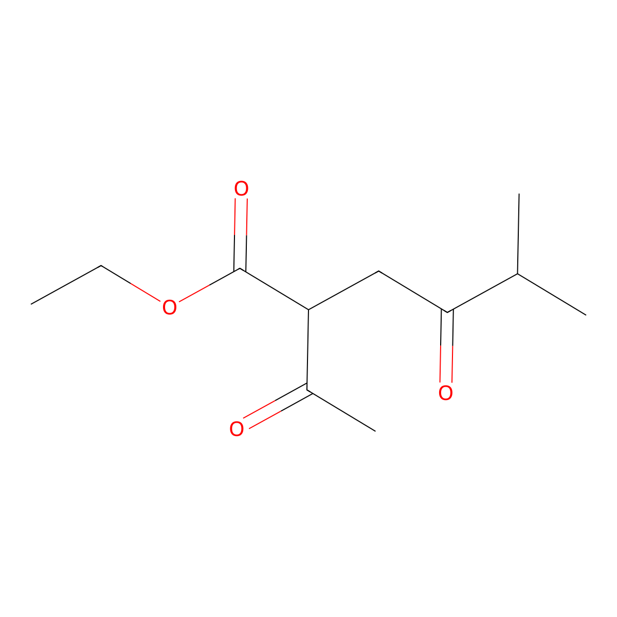 Ethyl 2-acetyl-5-methyl-4-oxohexanoate molecular structure, CAS 3132-68-1