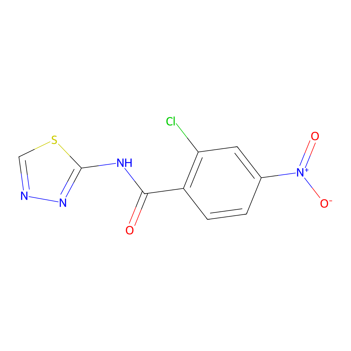 2-chloro-4-nitro-N-(1,3,4-thiadiazol-2-yl)benzamide molecular structure, CAS 313223-08-4