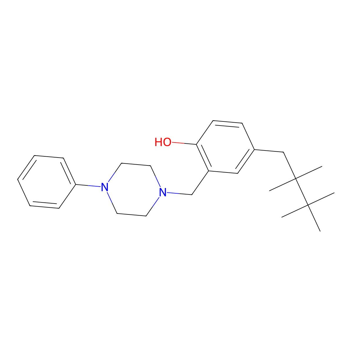 2-[(4-Phenylpiperazin-1-yl)methyl]-4-(2,2,3,3-tetramethylbutyl)phenol molecular structure, CAS 313223-40-4