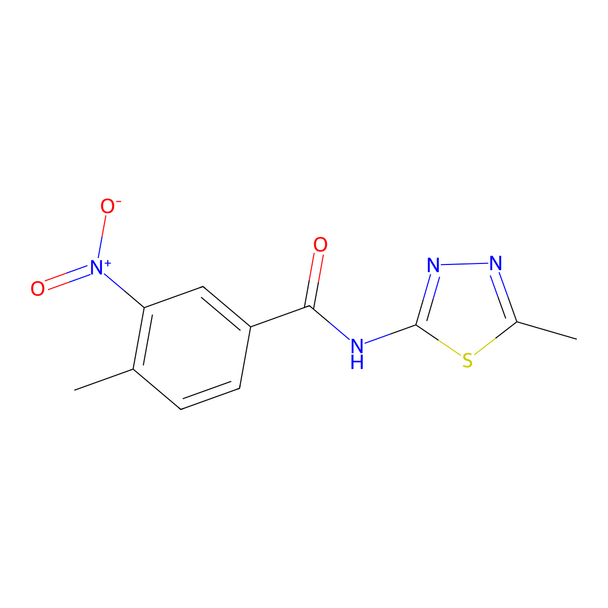 4-methyl-N-(5-methyl-1,3,4-thiadiazol-2-yl)-3-nitrobenzamide molecular structure, CAS 313223-76-6