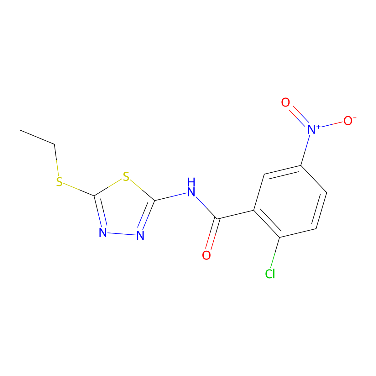 2-chloro-N-[5-(ethylthio)-1,3,4-thiadiazol-2-yl]-5-nitrobenzamide molecular structure, CAS 313223-90-4