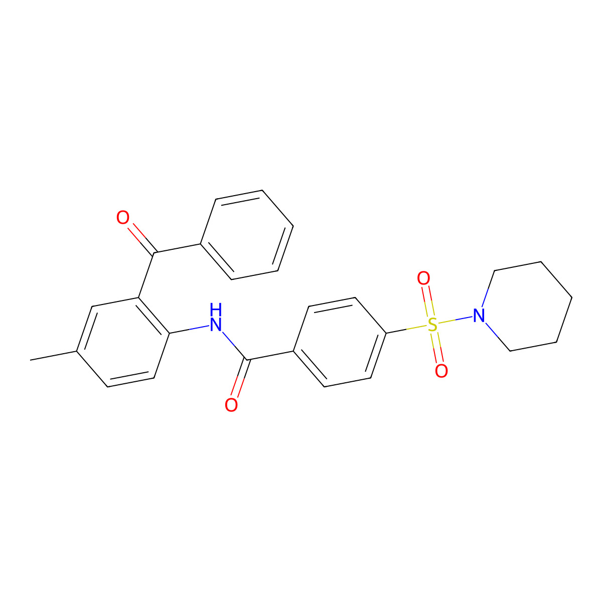 N-(2-benzoyl-4-methylphenyl)-4-piperidin-1-ylsulfonylbenzamide molecular structure, CAS 313224-94-1