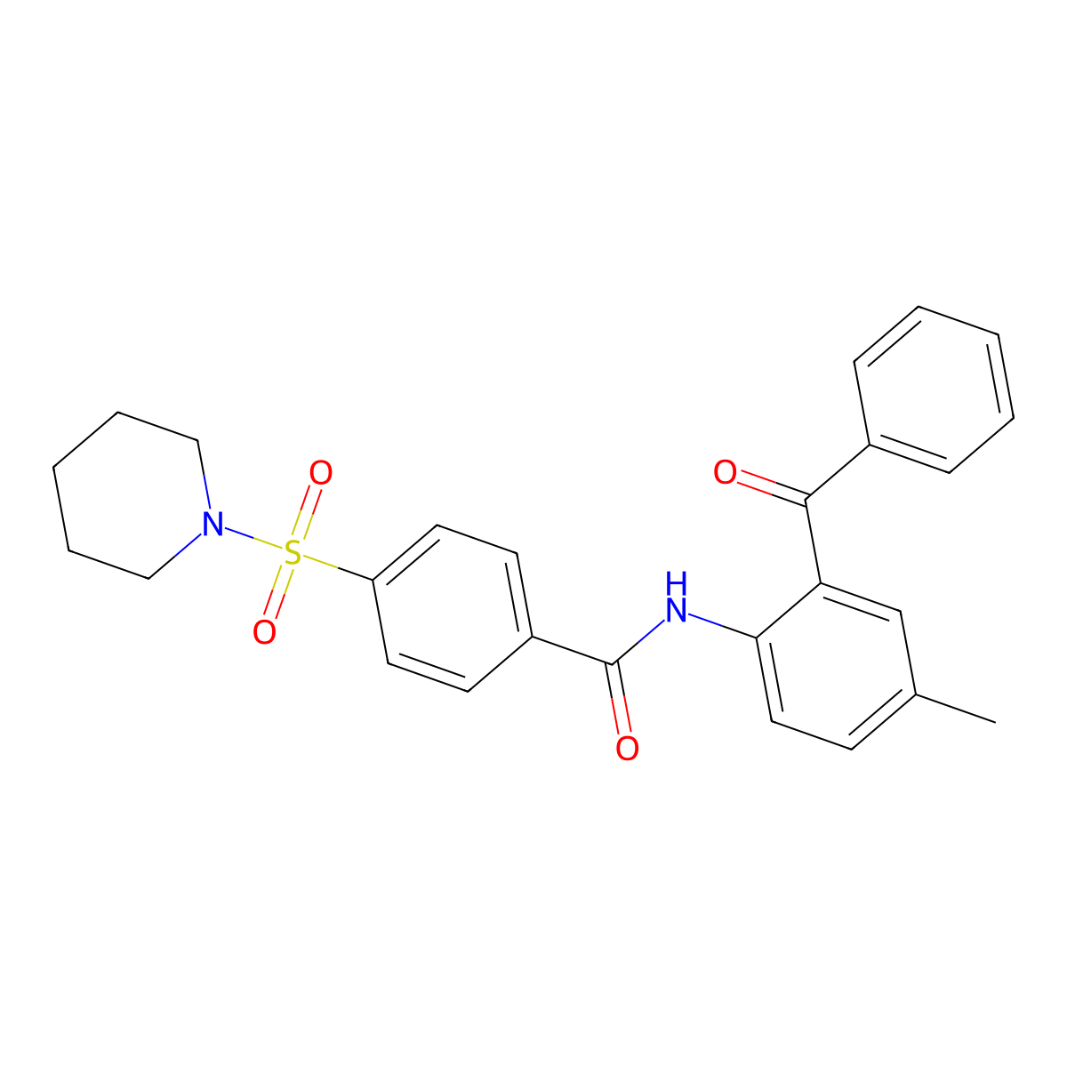 N-(2-benzoyl-4-methylphenyl)-4-piperidin-1-ylsulfonylbenzamide molecular structure, CAS 313224-94-1