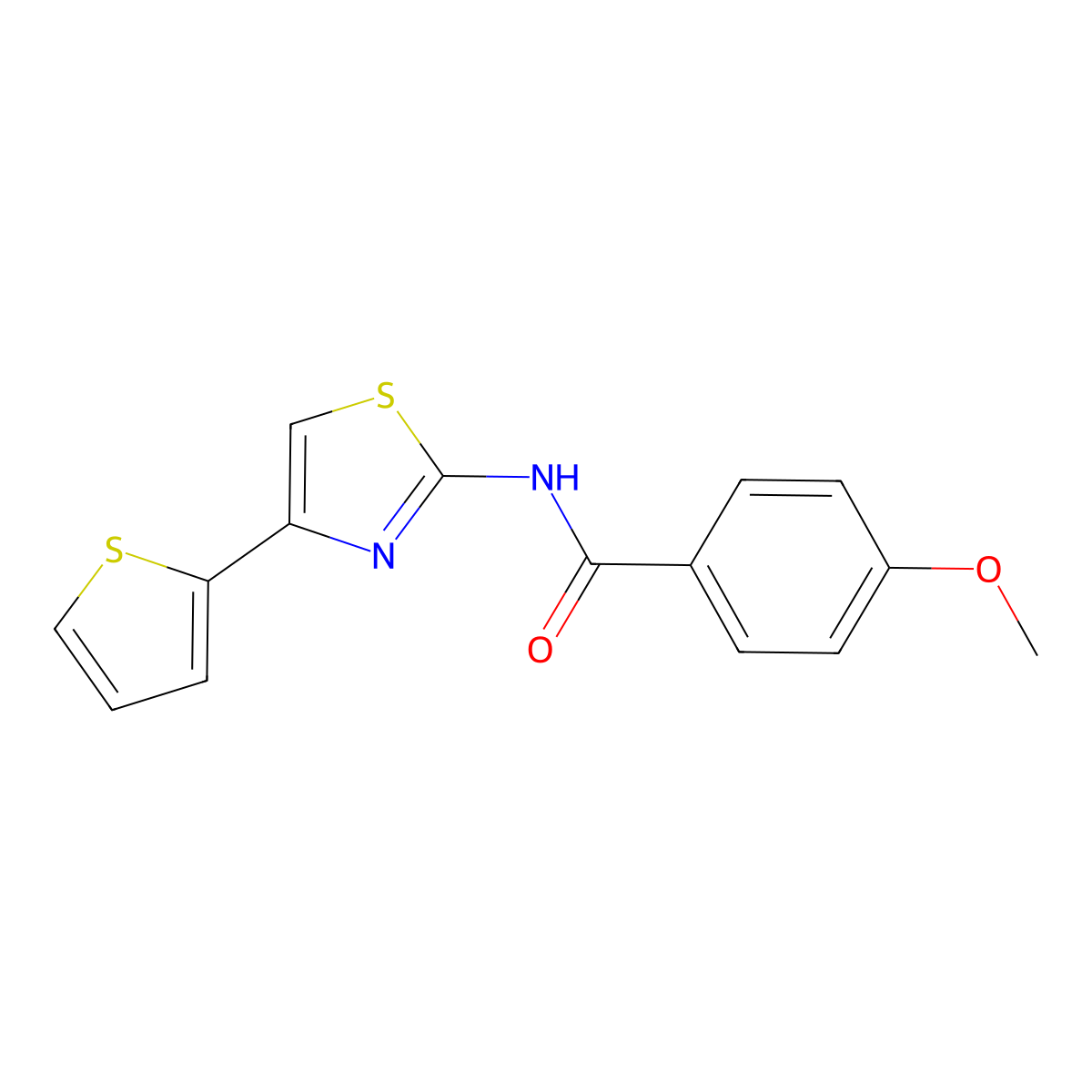 4-methoxy-N-(4-(thiophen-2-yl)thiazol-2-yl)benzamide molecular structure, CAS 313224-98-5