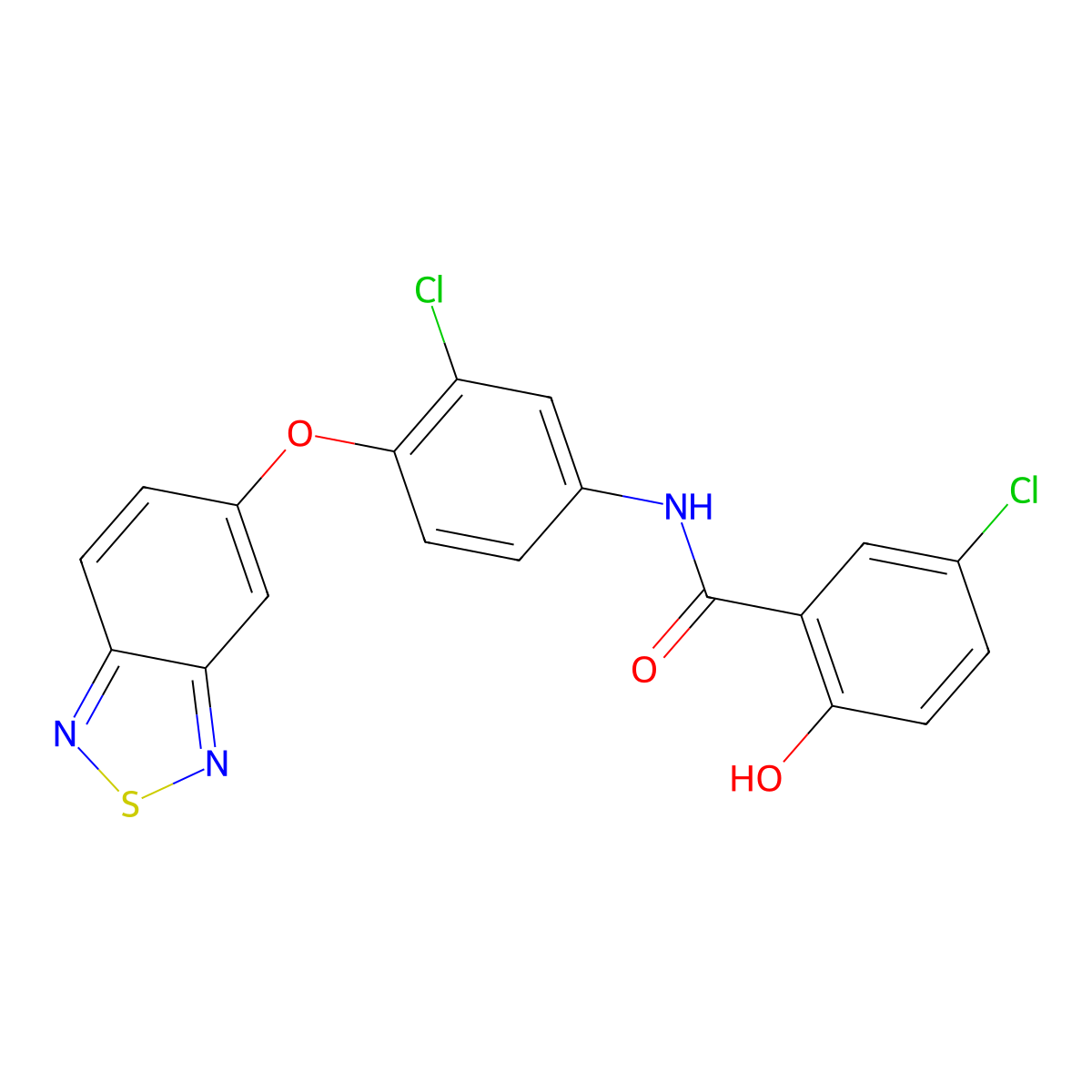 N-[4-(2,1,3-benzothiadiazol-5-yloxy)-3-chlorophenyl]-5-chloro-2-hydroxybenzamide molecular structure, CAS 313225-16-0