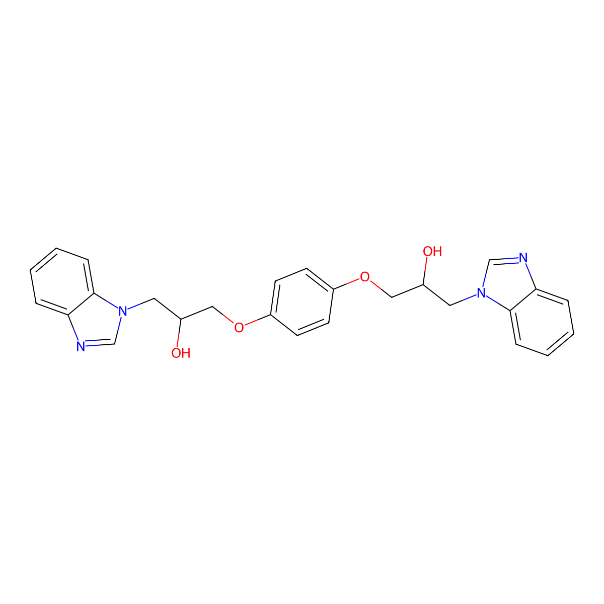 1-Benzimidazolyl-3-[4-(3-benzimidazolyl-2-hydroxypropoxy)phenoxy]propan-2-ol molecular structure, CAS 313225-23-9