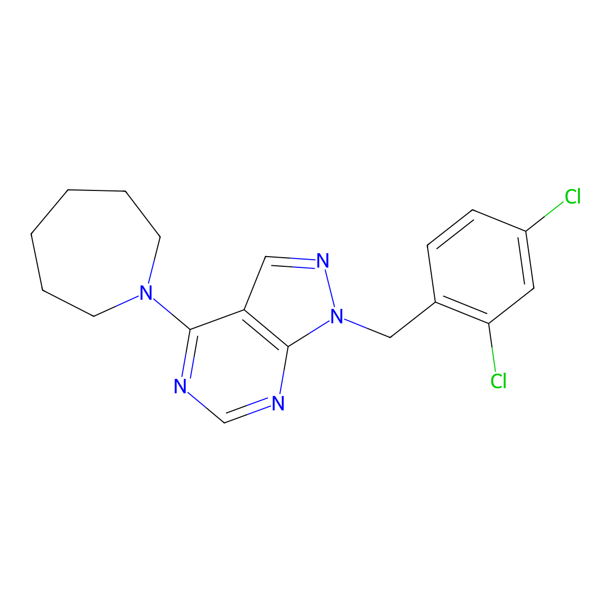 4-(Azepan-1-yl)-1-[(2,4-dichlorophenyl)methyl]pyrazolo[3,4-d]pyrimidine molecular structure, CAS 313225-43-3