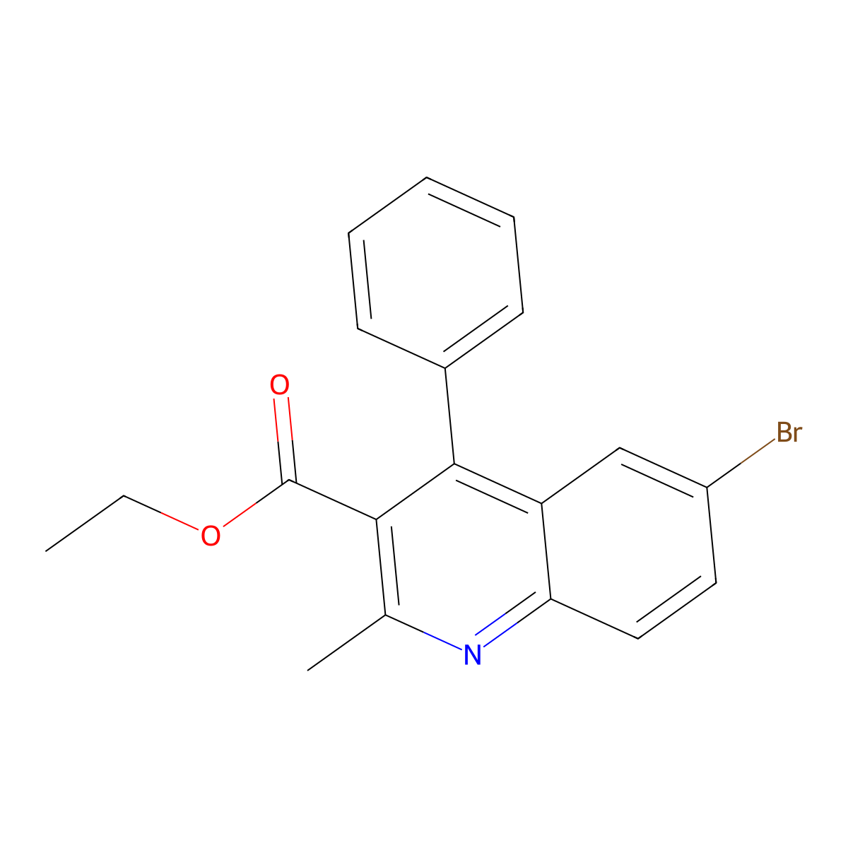 Ethyl 6-bromo-2-methyl-4-phenylquinoline-3-carboxylate molecular structure, CAS 313225-59-1