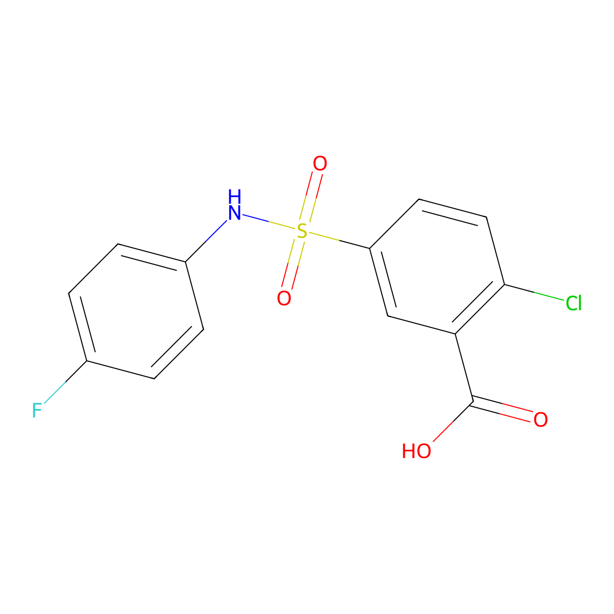 2-Chloro-5-[(4-fluorophenyl)sulfamoyl]benzoic acid molecular structure, CAS 313225-61-5