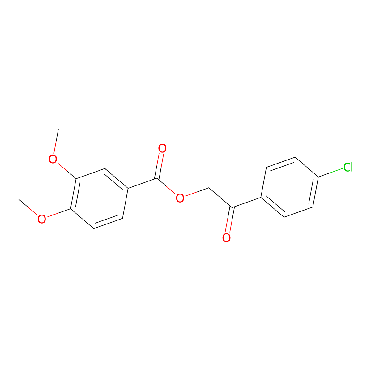 2-(4-Chlorophenyl)-2-oxoethyl 3,4-dimethoxybenzoate molecular structure, CAS 313225-85-3