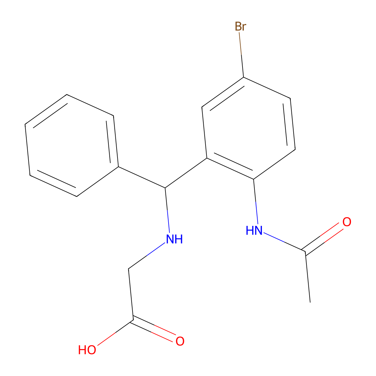 ((2-Acetamido-5-bromophenyl)(phenyl)methyl)glycine molecular structure, CAS 313226-04-9