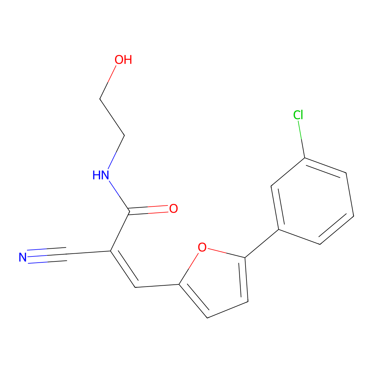 3-(5-(3-Chlorophenyl)furan-2-yl)-2-cyano-N-(2-hydroxyethyl)acrylamide molecular structure, CAS 313226-62-9