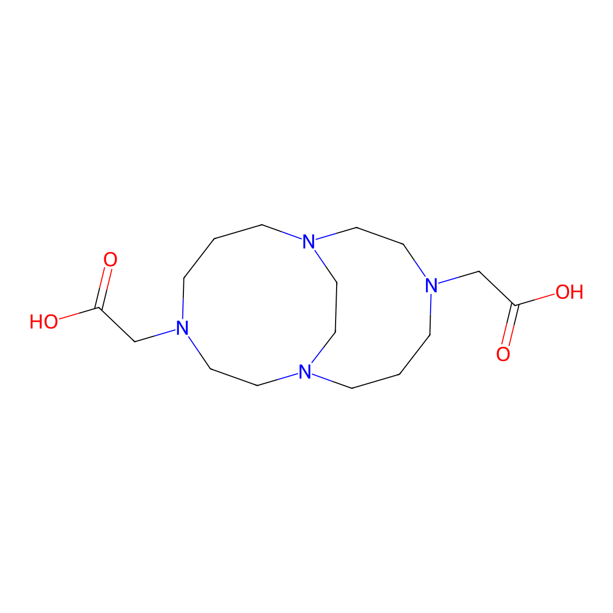 2-[4-(Carboxymethyl)-1,4,8,11-tetrazabicyclo[6.6.2]hexadecan-11-yl]acetic acid molecular structure, CAS 313229-90-2