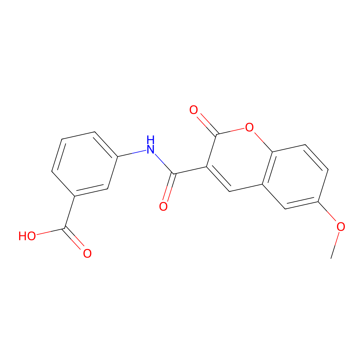3-[(6-Methoxy-2-oxo-2H-chromene-3-carbonyl)-amino]-benzoic acid molecular structure, CAS 313229-92-4
