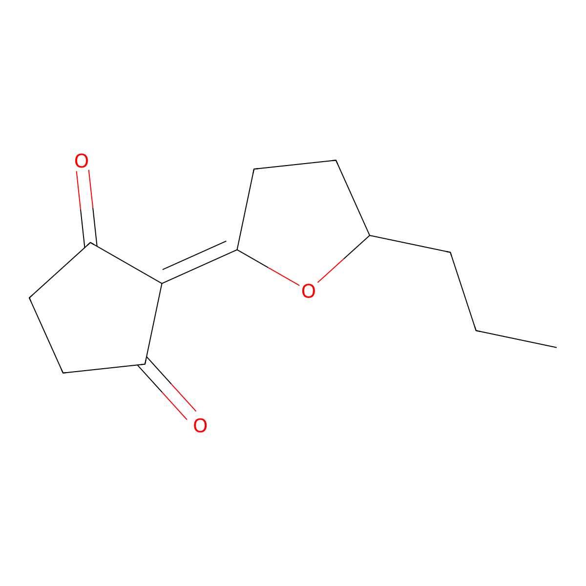 2-((5S)-Dihydro-5-propyl-2(3H)-furanylidene)-1,3-cyclopentanedione molecular structure, CAS 31323-50-9