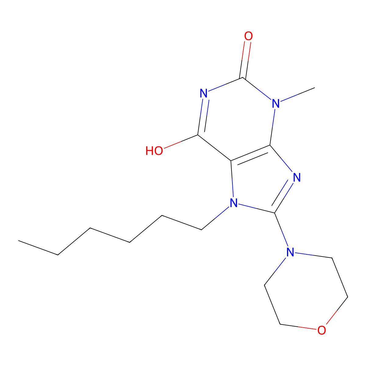7-Hexyl-3-methyl-8-morpholin-4-ylpurine-2,6-dione molecular structure, CAS 313230-30-7