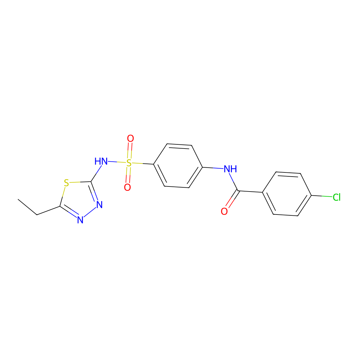 4-chloro-N-{4-[(5-ethyl-1,3,4-thiadiazol-2-yl)sulfamoyl]phenyl}benzamide molecular structure, CAS 313231-23-1