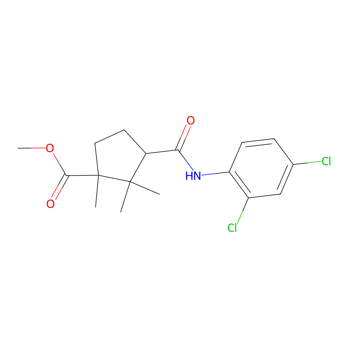 Methyl 3-((2,4-dichlorophenyl)carbamoyl)-1,2,2-trimethylcyclopentanecarboxylate molecular structure, CAS 313231-91-3