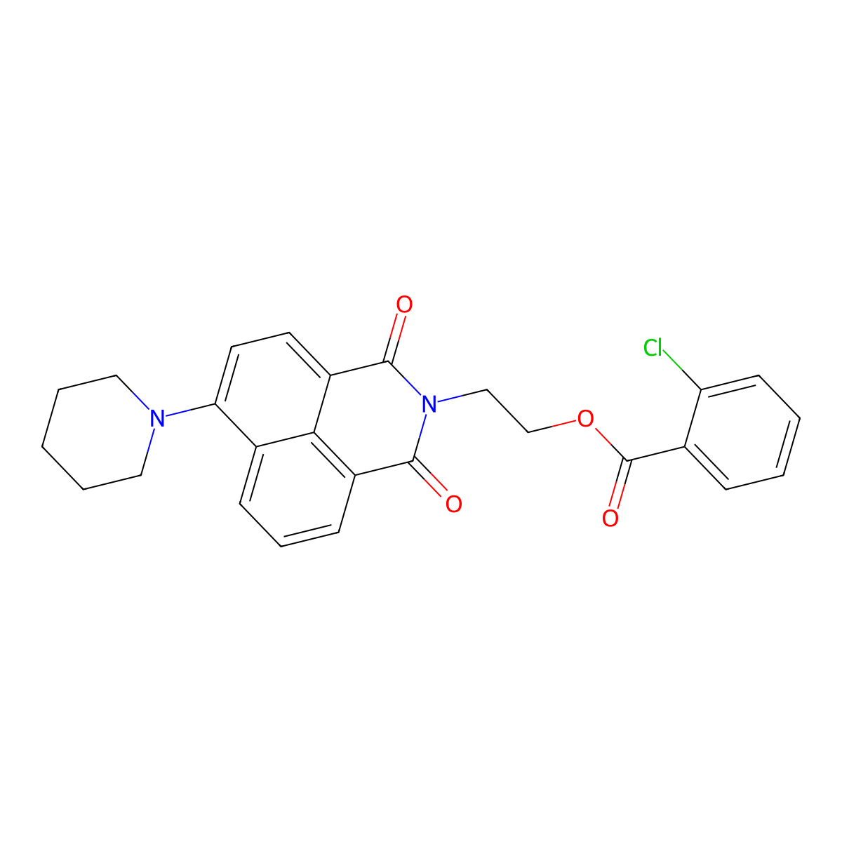 2-(1,3-dioxo-6-(piperidin-1-yl)-1H-benzo[de]isoquinolin-2(3H)-yl)ethyl 2-chlorobenzoate molecular structure, CAS 313232-53-0