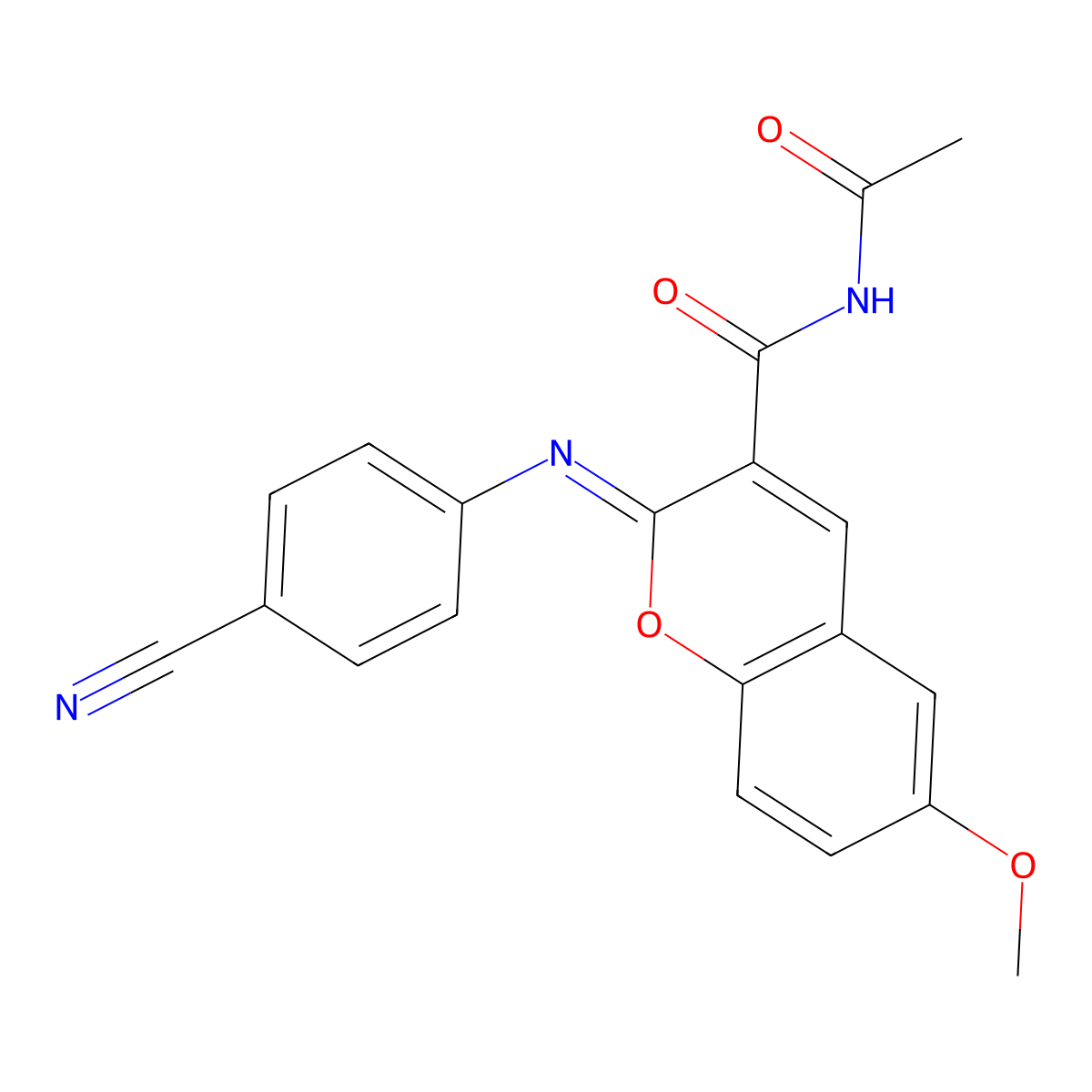 (2Z)-N-acetyl-2-[(4-cyanophenyl)imino]-6-methoxy-2H-chromene-3-carboxamide molecular structure, CAS 313232-85-8