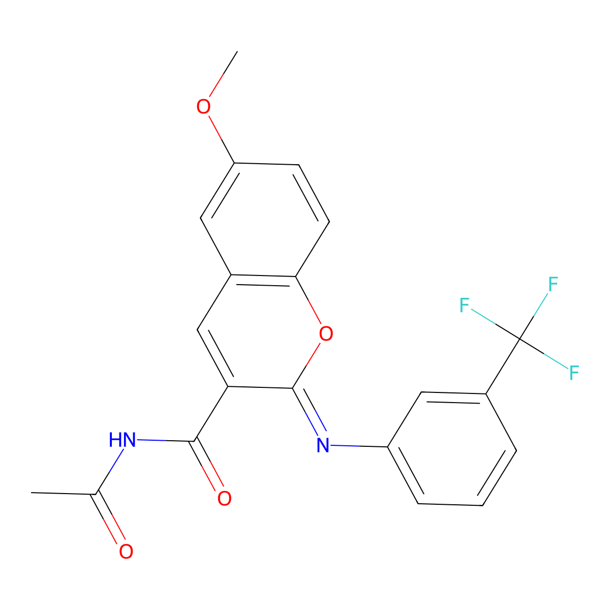 N-acetyl-6-methoxy-2-[3-(trifluoromethyl)phenyl]iminochromene-3-carboxamide molecular structure, CAS 313232-86-9