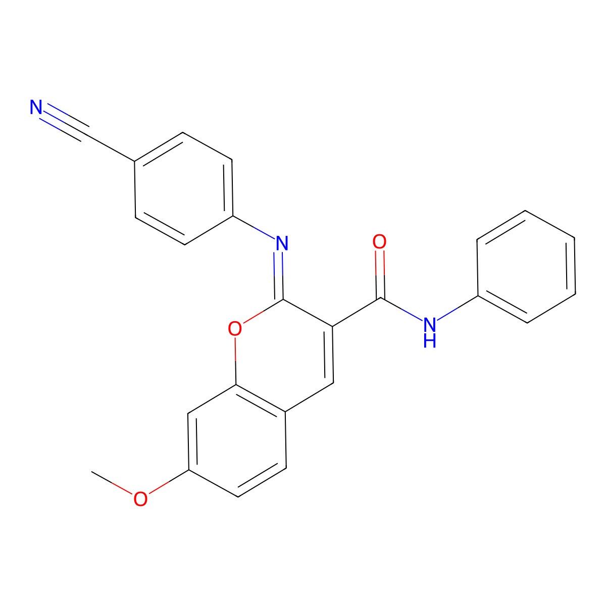 (Z)-2-((4-cyanophenyl)imino)-7-methoxy-N-phenyl-2H-chromene-3-carboxamide molecular structure, CAS 313232-90-5