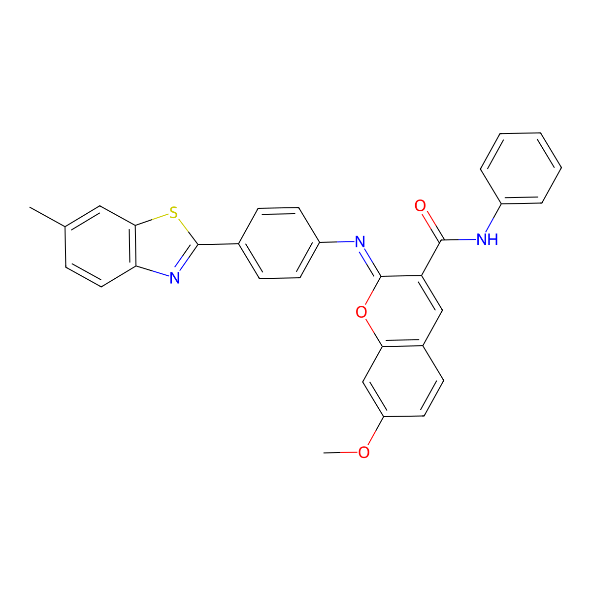 (Z)-7-methoxy-2-((4-(6-methylbenzo[d]thiazol-2-yl)phenyl)imino)-N-phenyl-2H-chromene-3-carboxamide molecular structure, CAS 313232-92-7
