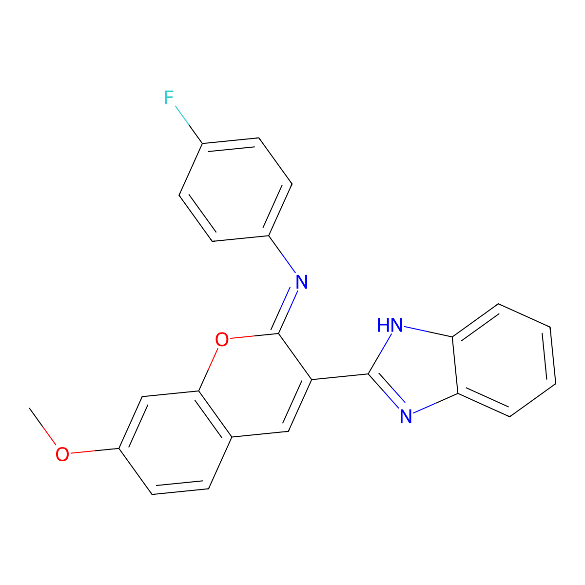3-(1H-benzimidazol-2-yl)-N-(4-fluorophenyl)-7-methoxychromen-2-imine molecular structure, CAS 313233-01-1