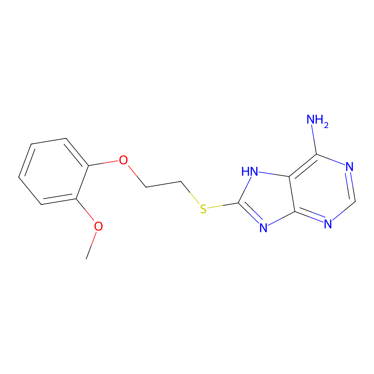 8-[2-(2-methoxyphenoxy)ethylsulfanyl]-7H-purin-6-amine molecular structure, CAS 313233-06-6