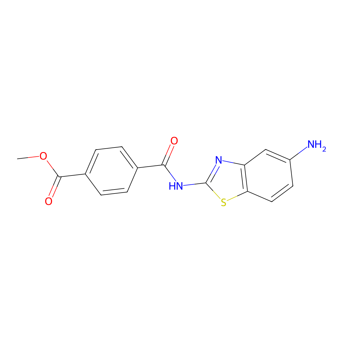 Methyl 4-[(5-amino-1,3-benzothiazol-2-yl)carbamoyl]benzoate molecular structure, CAS 313233-14-6
