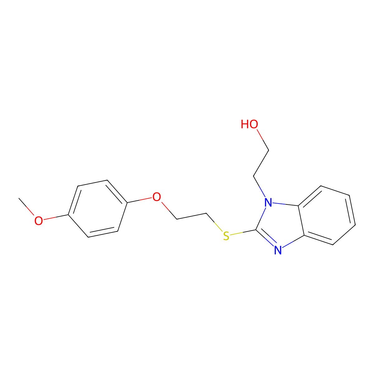 2-[2-[2-(4-Methoxyphenoxy)ethylsulfanyl]benzimidazol-1-yl]ethanol molecular structure, CAS 313233-17-9