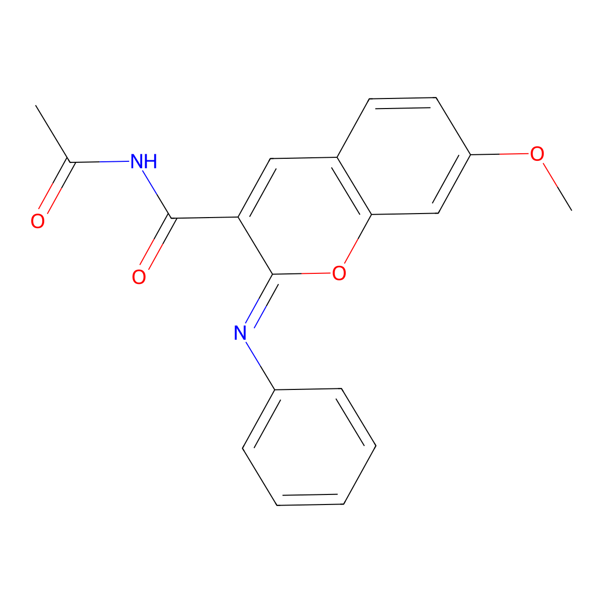 N-acetyl-7-methoxy-2-phenyliminochromene-3-carboxamide molecular structure, CAS 313233-26-0