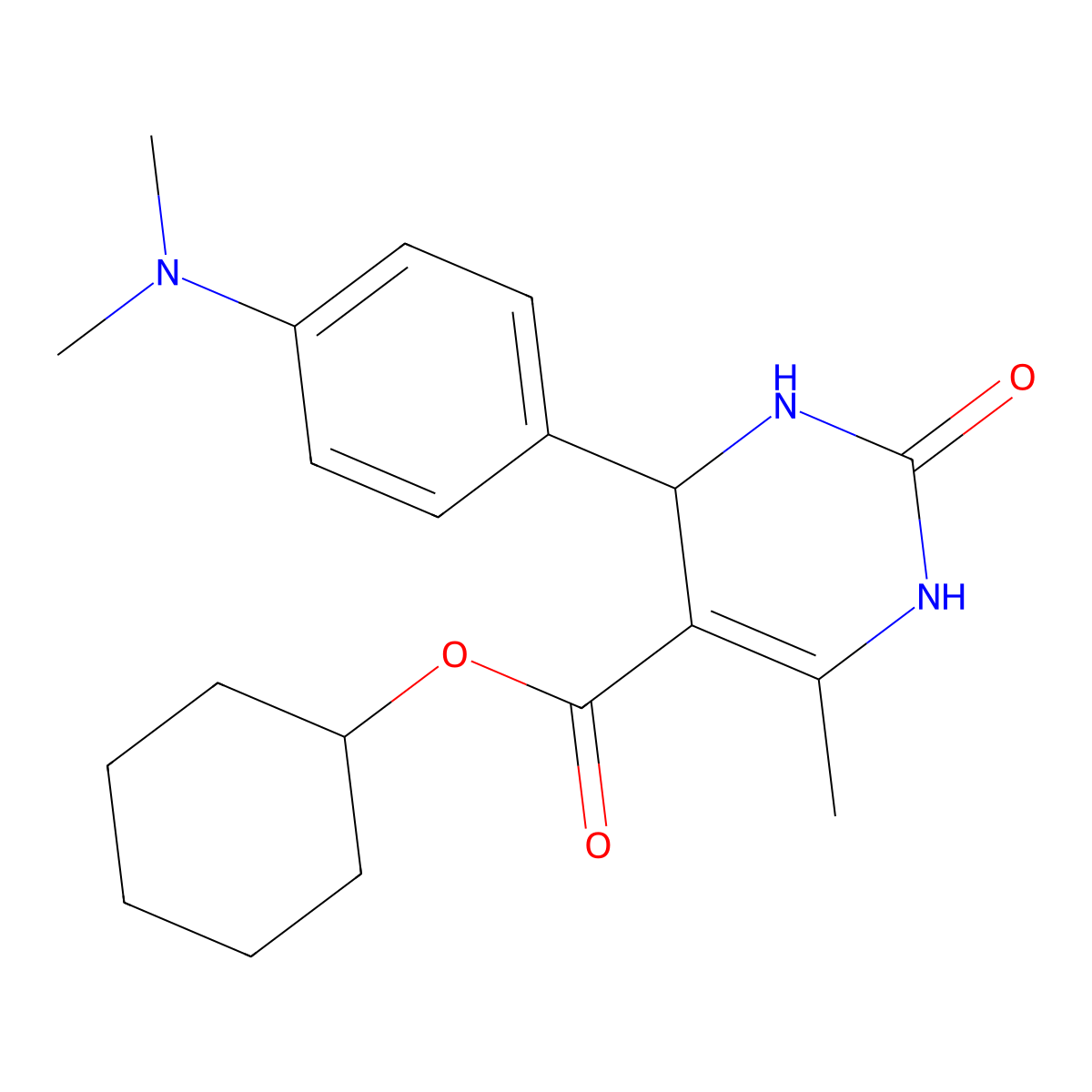 Cyclohexyl 4-[4-(dimethylamino)phenyl]-6-methyl-2-oxo-1,2,3,4-tetrahydropyrimidine-5-carboxylate molecular structure, CAS 313233-51-1