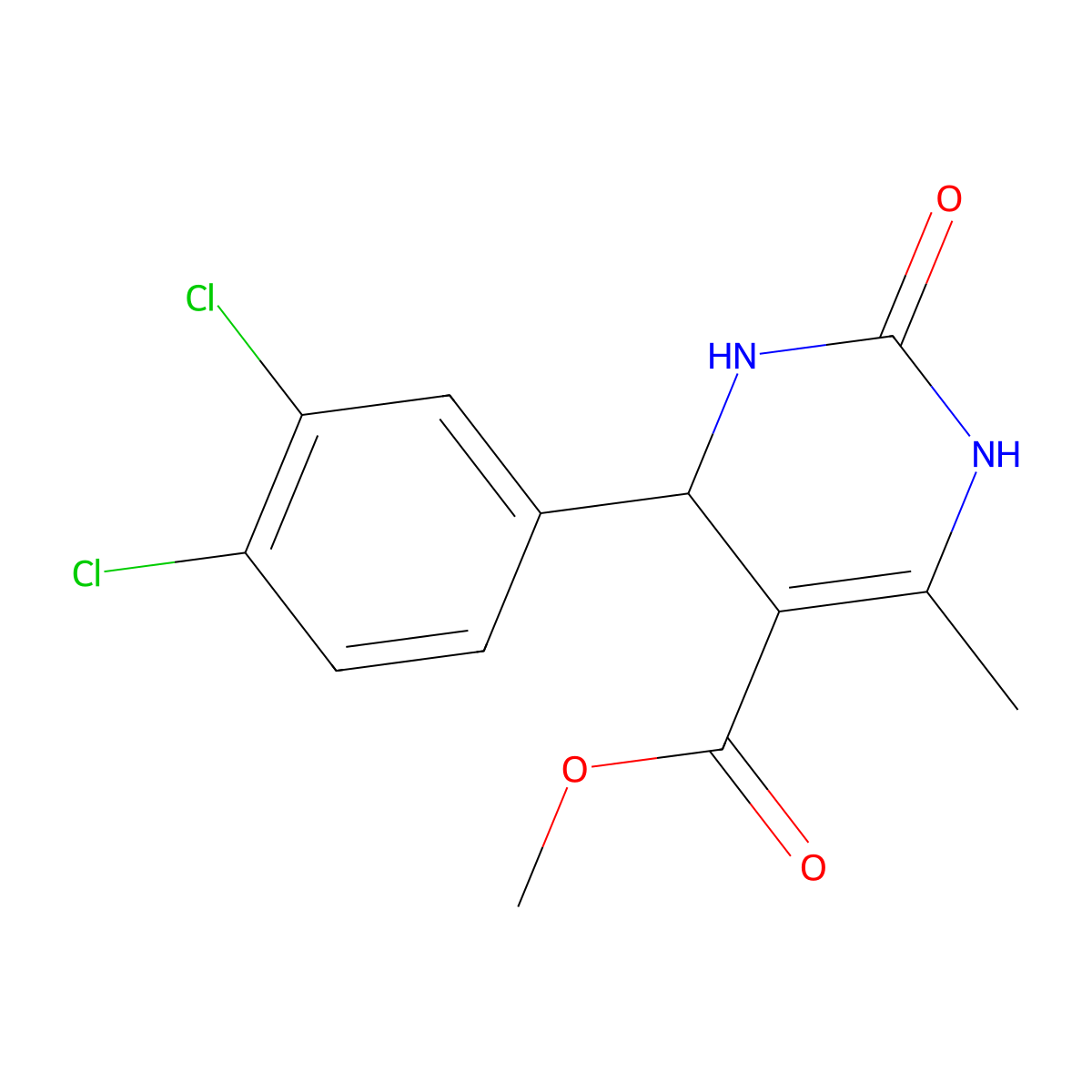 Methyl 4-(3,4-dichlorophenyl)-6-methyl-2-oxo-1,2,3,4-tetrahydropyrimidine-5-carboxylate molecular structure, CAS 313233-54-4